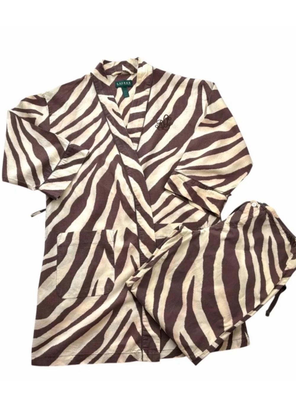 Lauren Ralph Lauren Linen and Cotton blend Zebra PJS Size Large 🦓